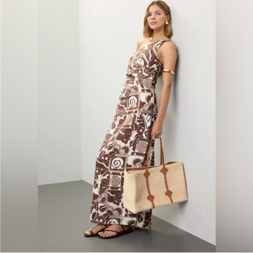 Mara Hoffman One Shoulder Brown and White Dress